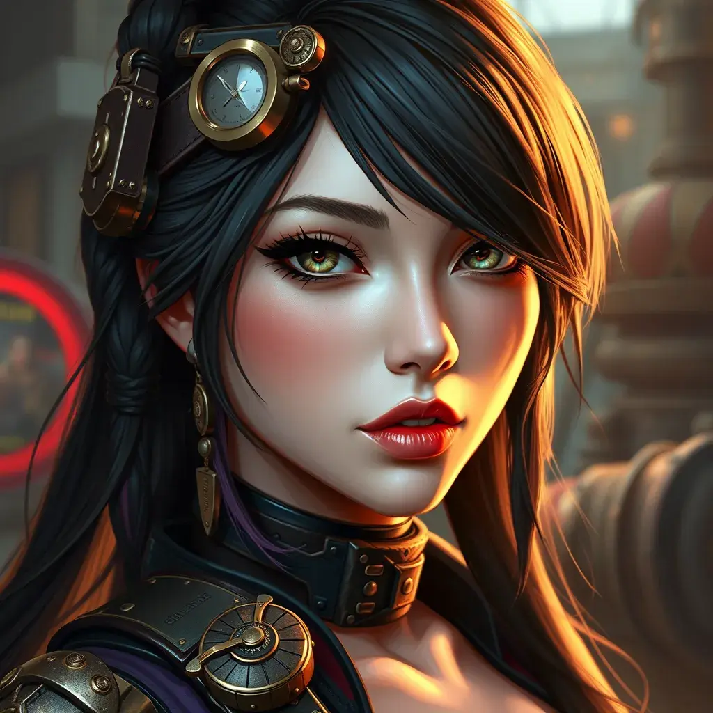 Steampunk portrait of Tifa Lockhart, Highly Detailed, Intricate, Artstation, Beautiful, Digital Painting, Sharp Focus, Concept Art, Elegant