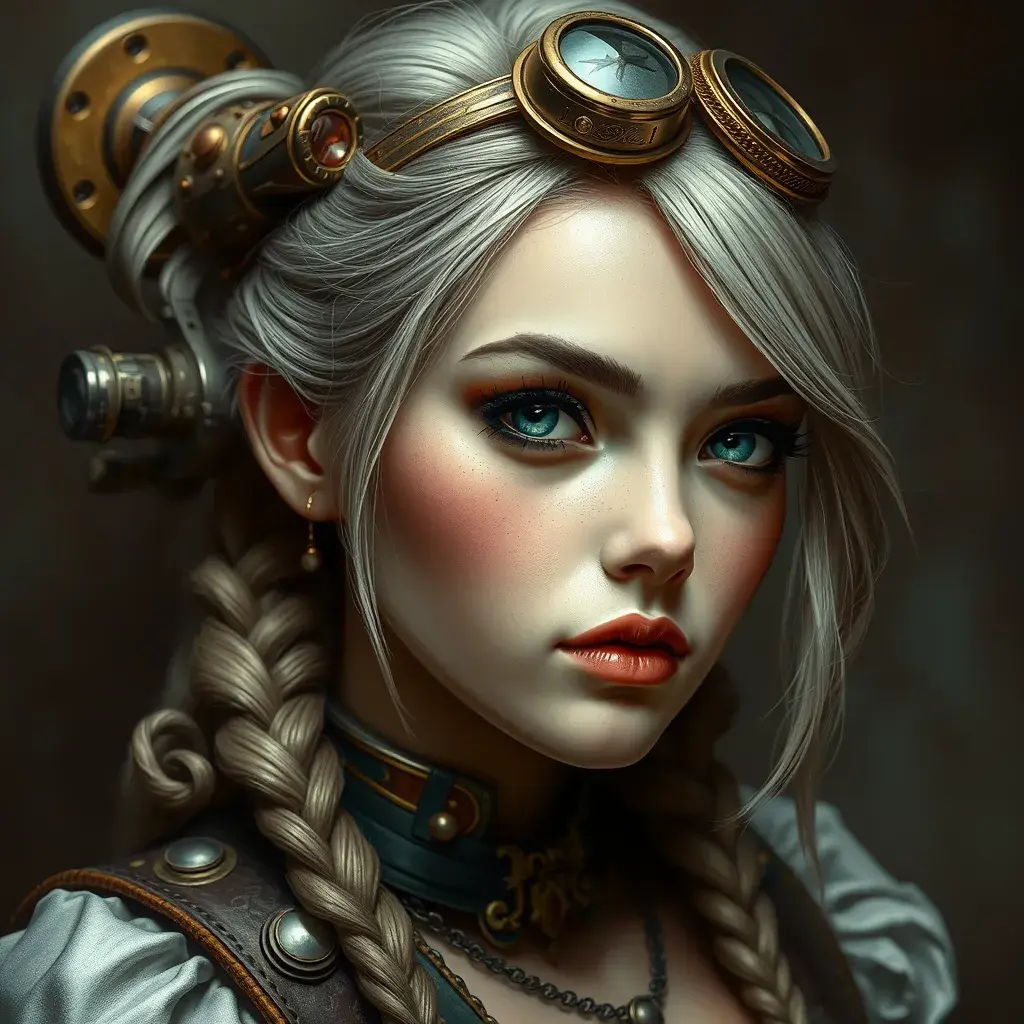 Steampunk portrait of Ciri, Highly Detailed, Beautiful, Photo Realistic, Sharp Focus, Elegant