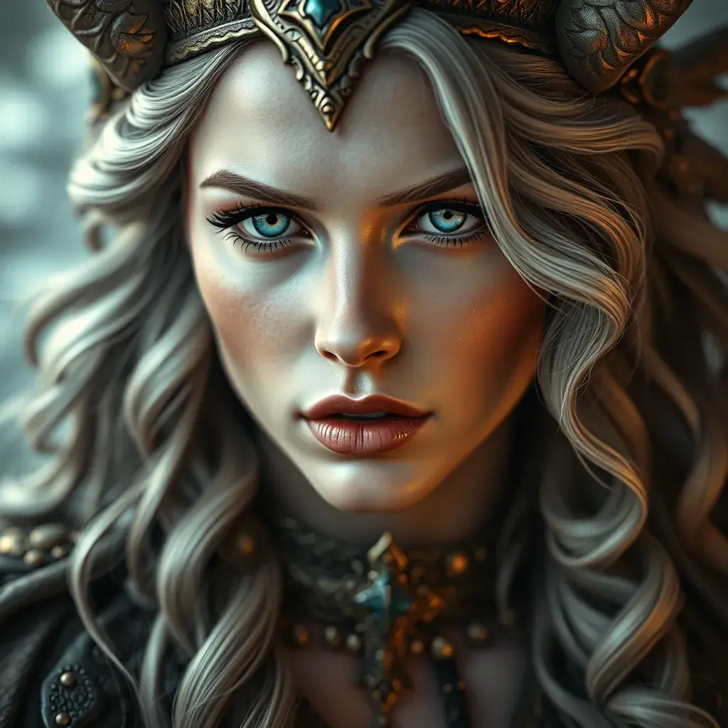 Alluring matte portrait of the beautiful norse goddess Freyja in the style of Stefan Kostic, 8k, Highly Detailed, Intricate, Realistic, Sharp Focus, Volumetric Lighting, Fantasy, Elegant by Stanley Artgerm Lau, Alphonse Mucha, WLOP