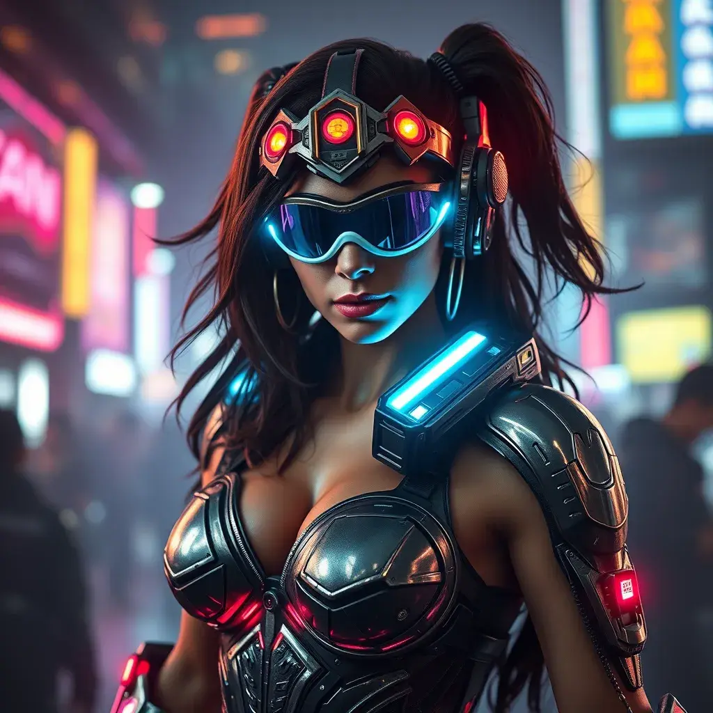 Photo of cyberpunk wonder woman, Cybernatic and Sci-Fi, Sci-Fi, Volumetric Lighting