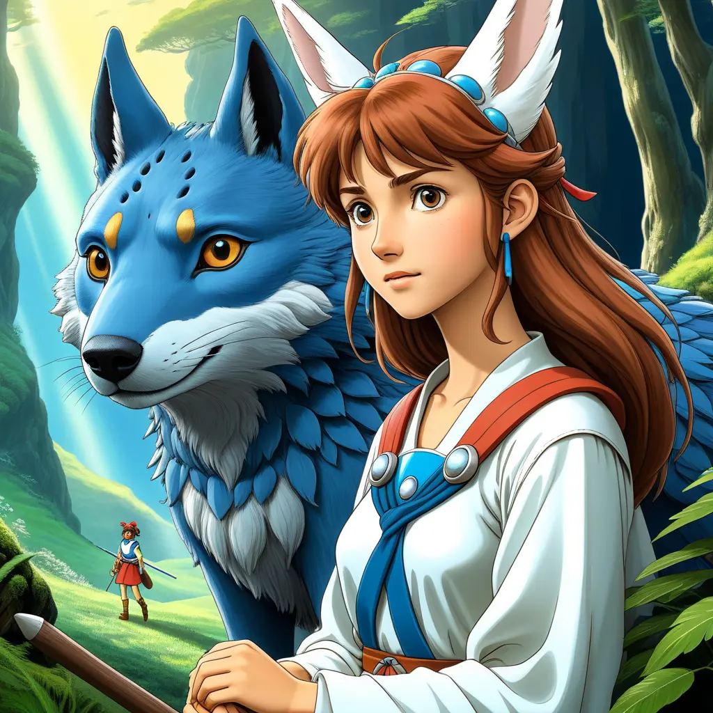 princess nausicaa and princess mononoke, Highly Detailed, Beautiful, Digital Painting, Anime, Fantasy by Studio Ghibli