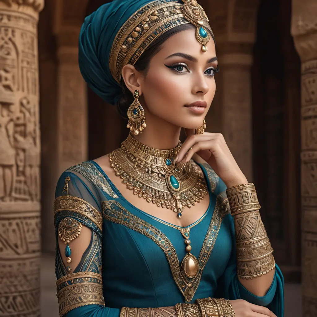 An elegant queen from ancient Egypt with intricate henna tattoos, Highly Detailed, Half Body, Gorgeous, Stunning, Elegant by Stanley Artgerm Lau