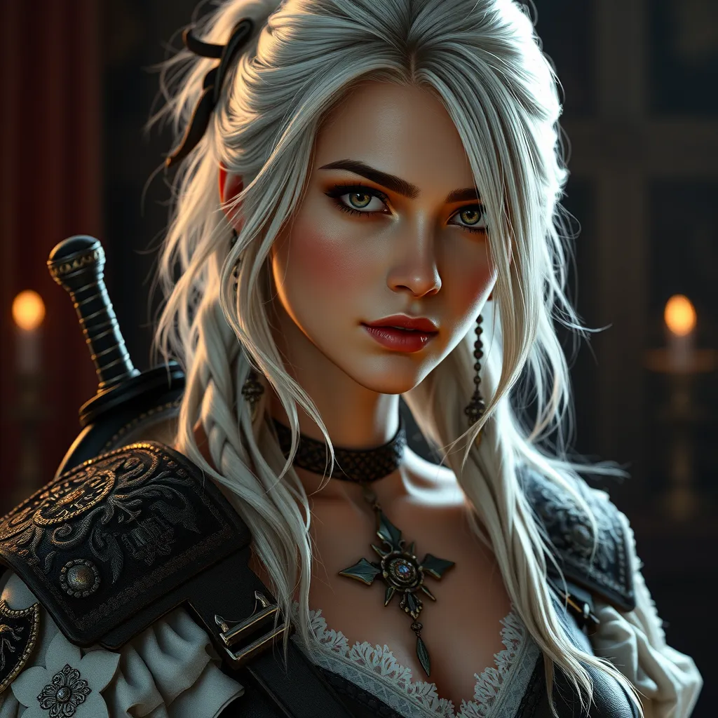 Alluring full body portrait of a beautiful Ciri in Witcher 3 style