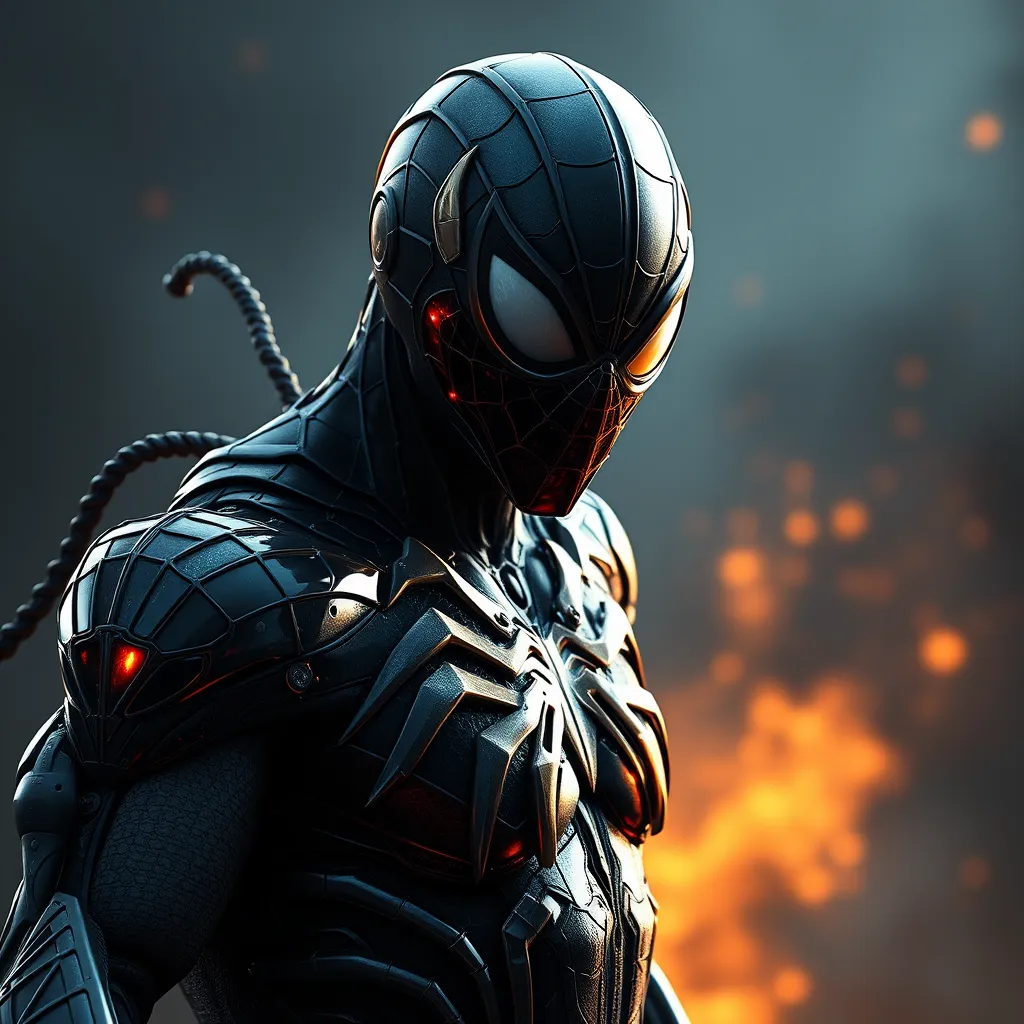 Evil cybernetic spiderman as a mortal kombat character, advanced graphics