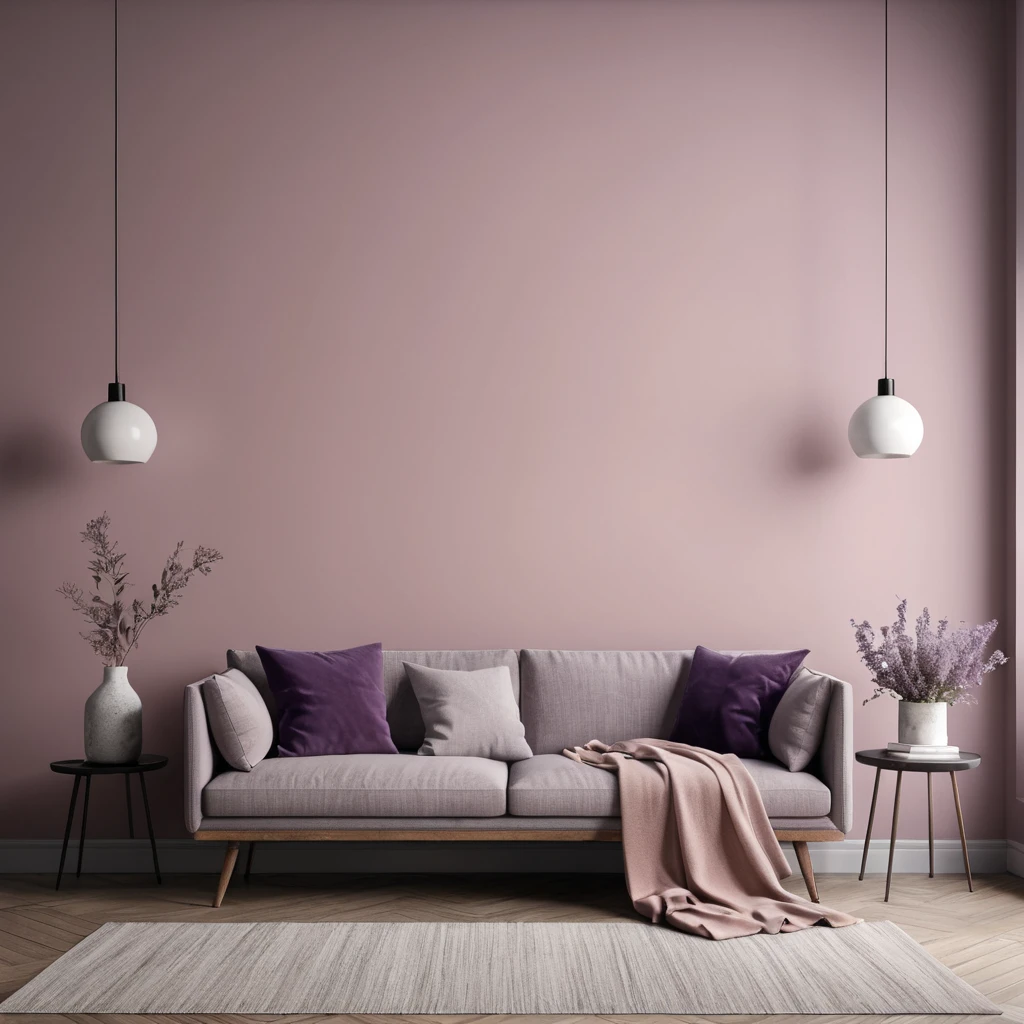 Muted tones of dusty pink and dark purple, evoking a sense of calmness, elegant simplicity, endless muse