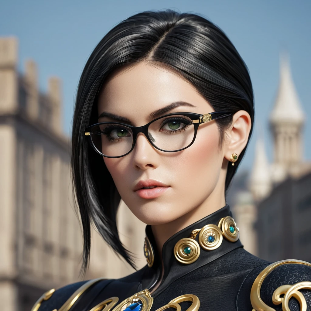 An alluring matte portrait of Bayonetta